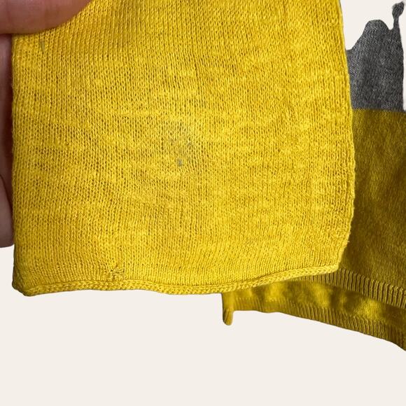 Vince Gray Yellow Cotton Knit Colorblock Pullover Sweater Size S - Picture 9 of 10